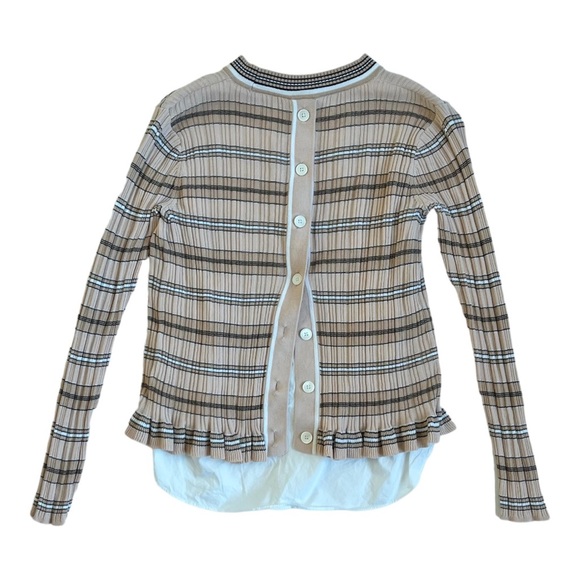 Derek Lam Sheer Striped Crewneck Sweater in Nude Multi - Picture 3 of 7